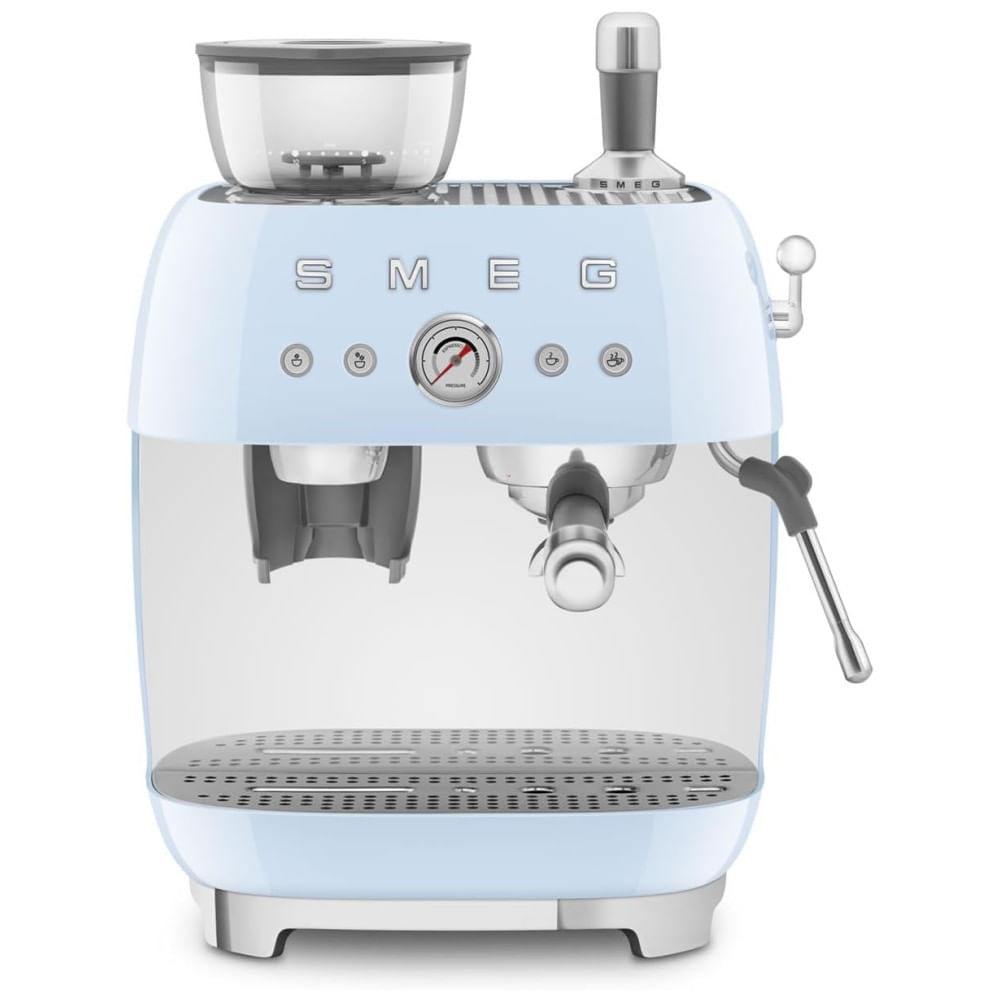 Miniatura Cafeteira Espresso Semiautomática Smeg Retro, EGF03PBUS, Azul Pastel