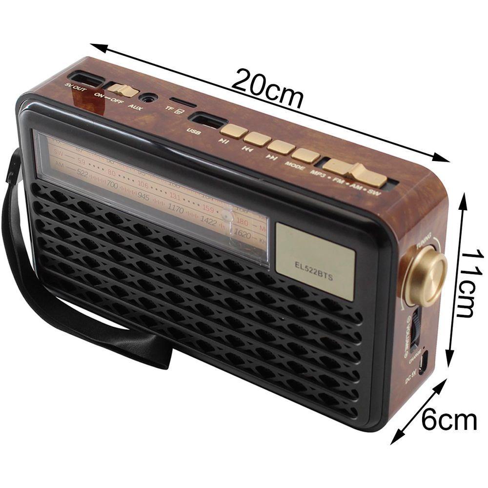 Miniatura Caixa De Som Bluetooth Com Painel Solar Rádio Fm El522 Preto