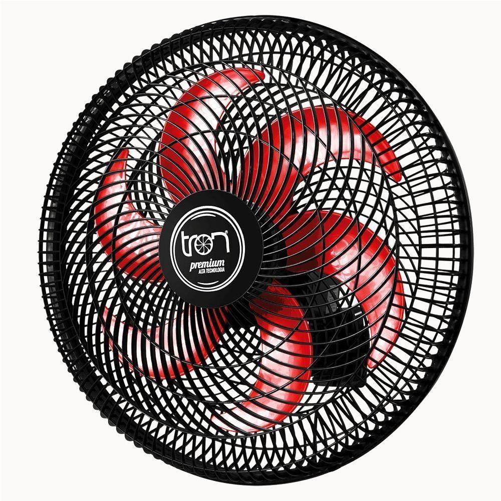 Miniatura Ventilador Parede Lorena Preto Oscilante 110V Pás Vermelho