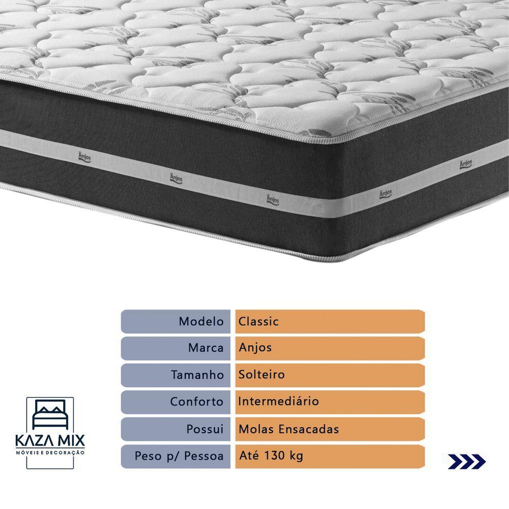 Miniatura Cama Box Baú Preto E Colchão Classic Preto Molas Ensacadas Solteiro Anjos