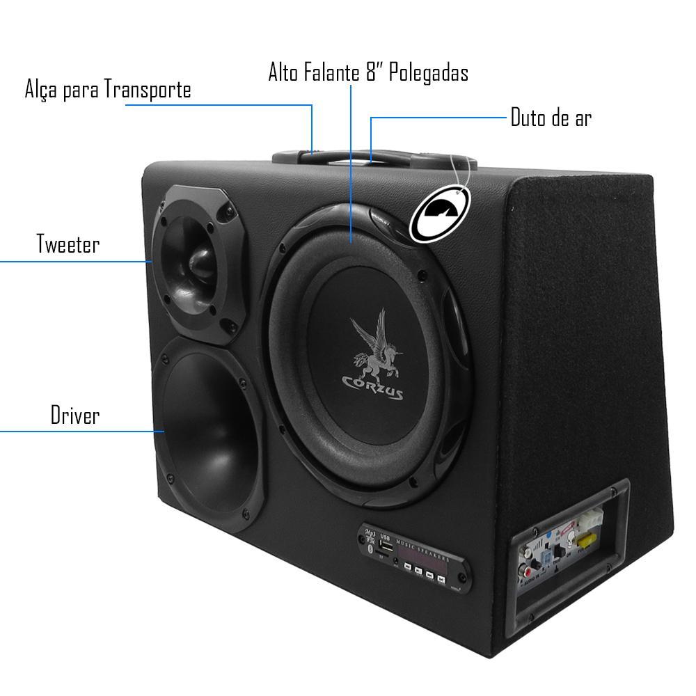 Miniatura Caixa Trio Amplificada Cx Hc500 8 Polegadas 110/220W E 12V