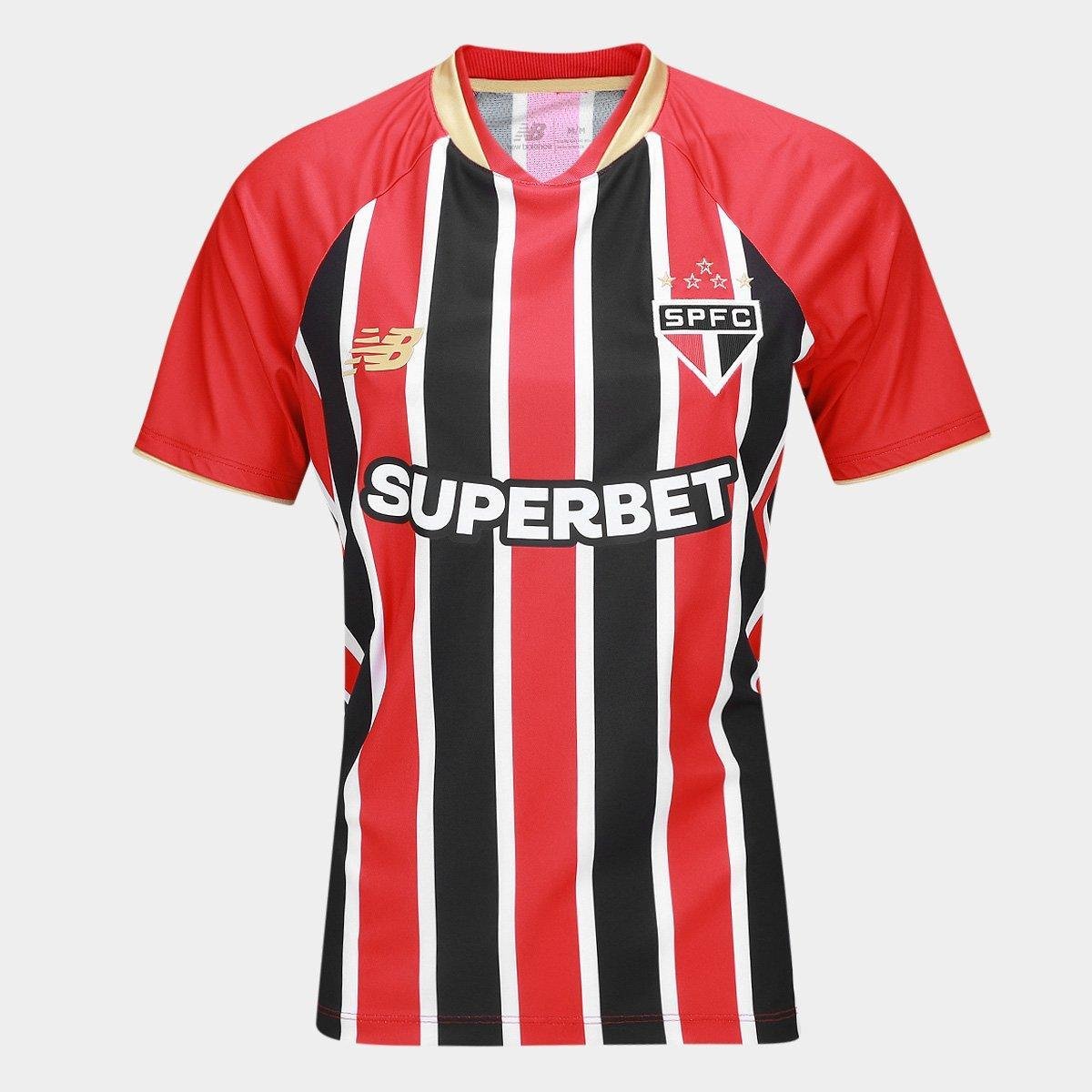 Miniatura Camisa São Paulo II 25/26 s/n Torcedor New Balance Feminina Vermelho+Branco - EGG