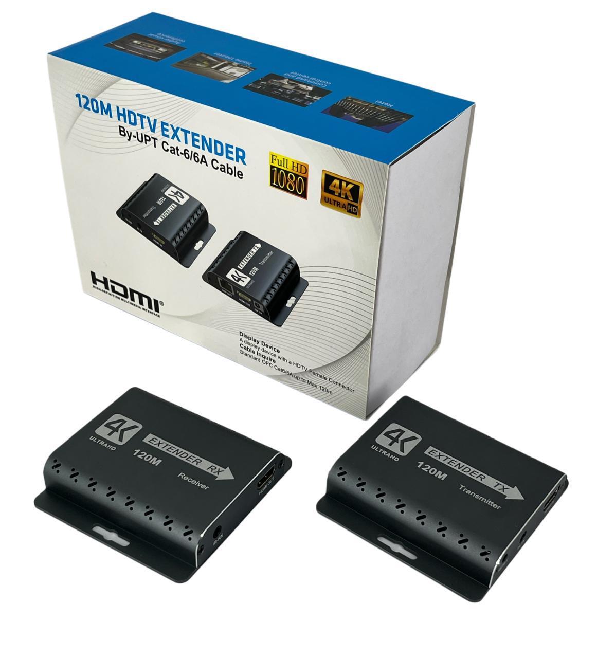 Miniatura Extensor Hdmi 4K 120 Metros Com Infravermelho Cat6/6E Rj45