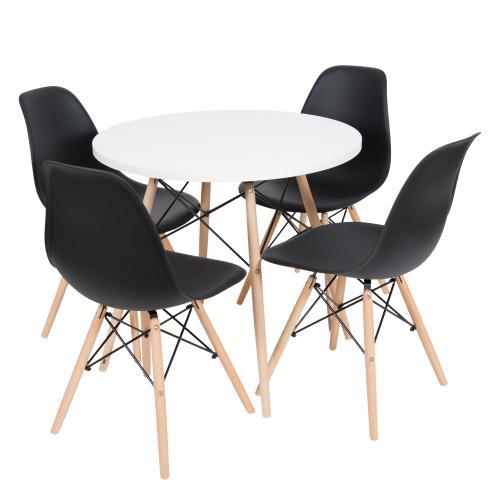 Miniatura Sala De Jantar Mesa Eames Eiffel Branca 90Cm Com 4 Cadeiras