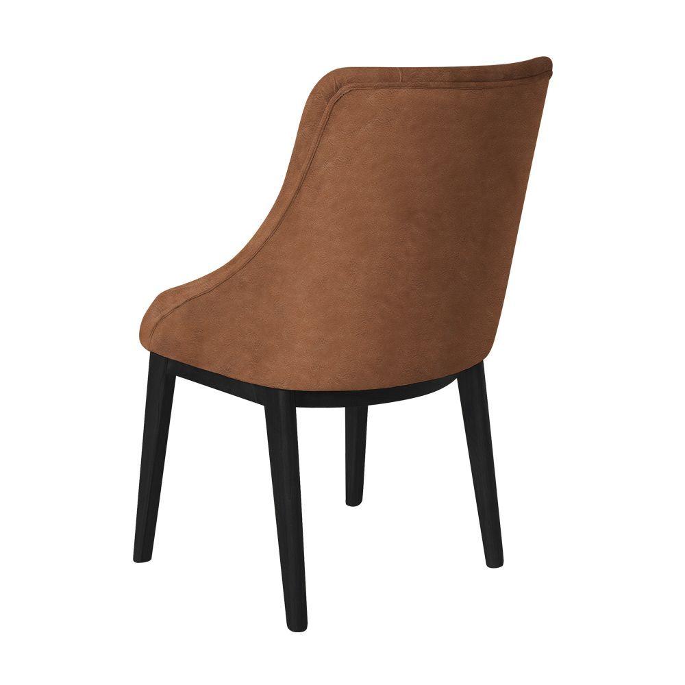 Miniatura Kit 4 Cadeiras De Jantar Elisa Nobre Estofada Capitonê Em Tecido Sintético Caramelo Base Madeira Mac