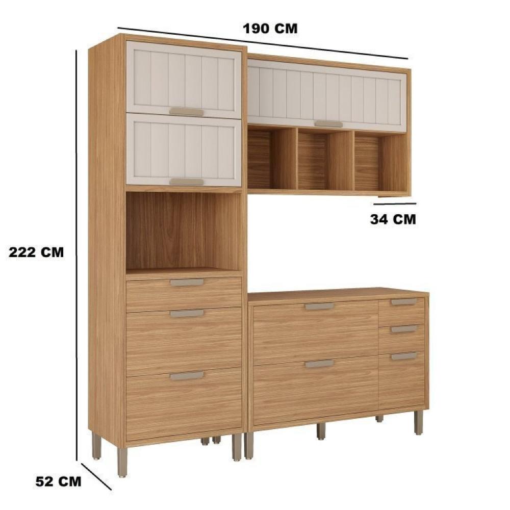 Miniatura Cozinha Modulada Compacta 3 Peças 1 Nicho para Forno ou Micro-ondas Helen Yescasa Freijó/Off White