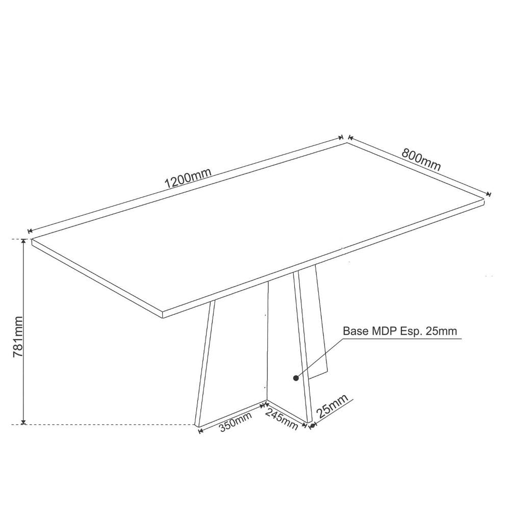 Mesa de Jantar Retangular 1,20x80 Dalbelle com 4 Cadeiras Sicilia Mel/Blonde/Pérola
