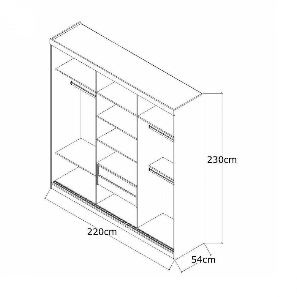 Miniatura Guarda Roupa Casal Espelhado 3 Portas de Correr MDF MM774E3 Espresso Móveis Marfim Areia