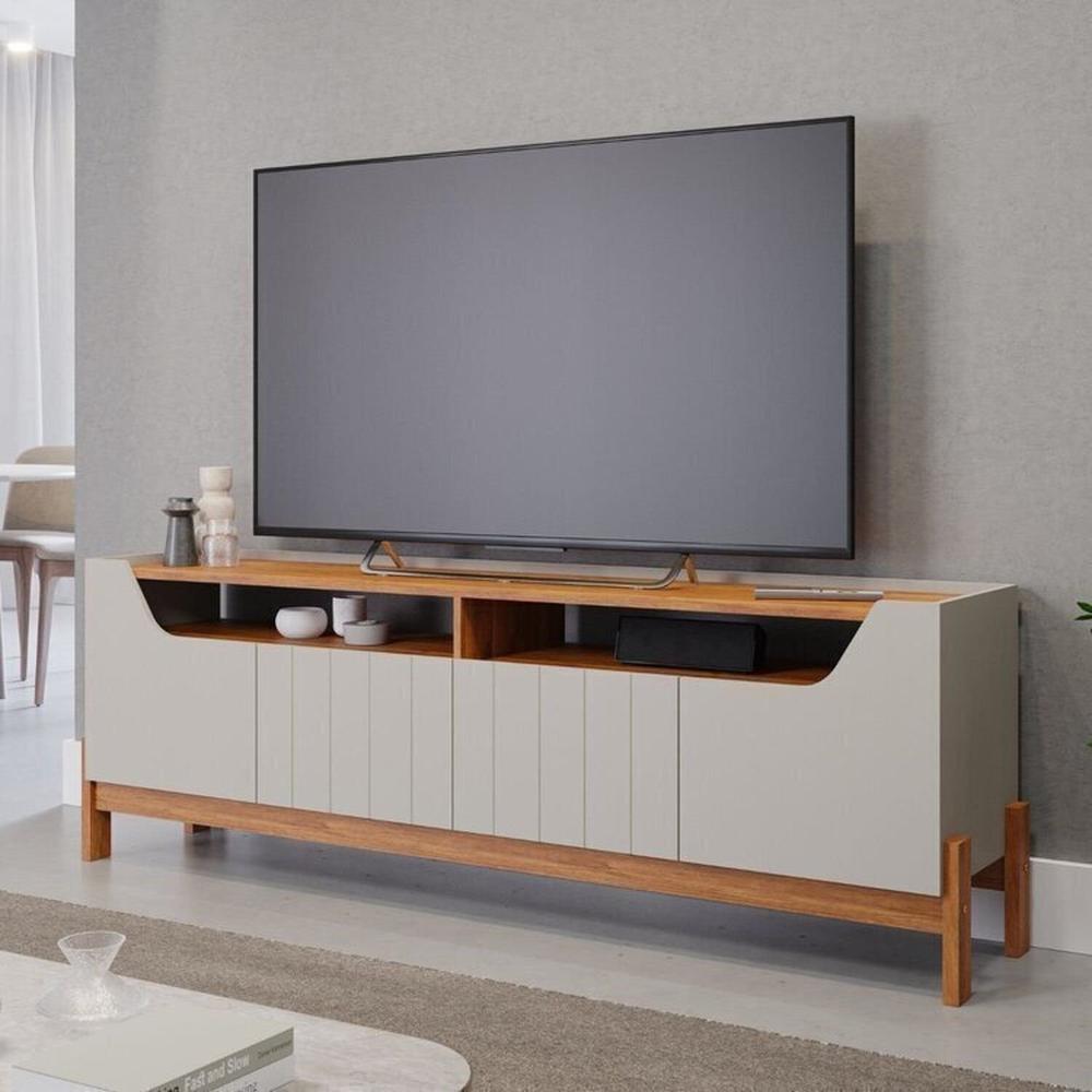 Miniatura Conjunto Rack Moema e Painel Trend para Tv de até 60 Polegadas 100% Mdf Espresso Móveis Cinamomo/Off White