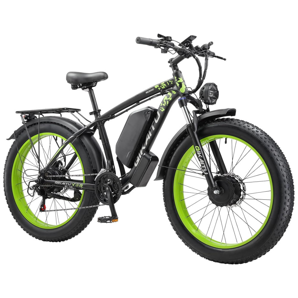 Miniatura Bicicleta Elétrica com Motor Duplo 2000W, Bateria Removível 48V 23Ah UL2849, Quadro em Alumínio 6061, Pneus 26x4”, Suspensão com Trava, Freios