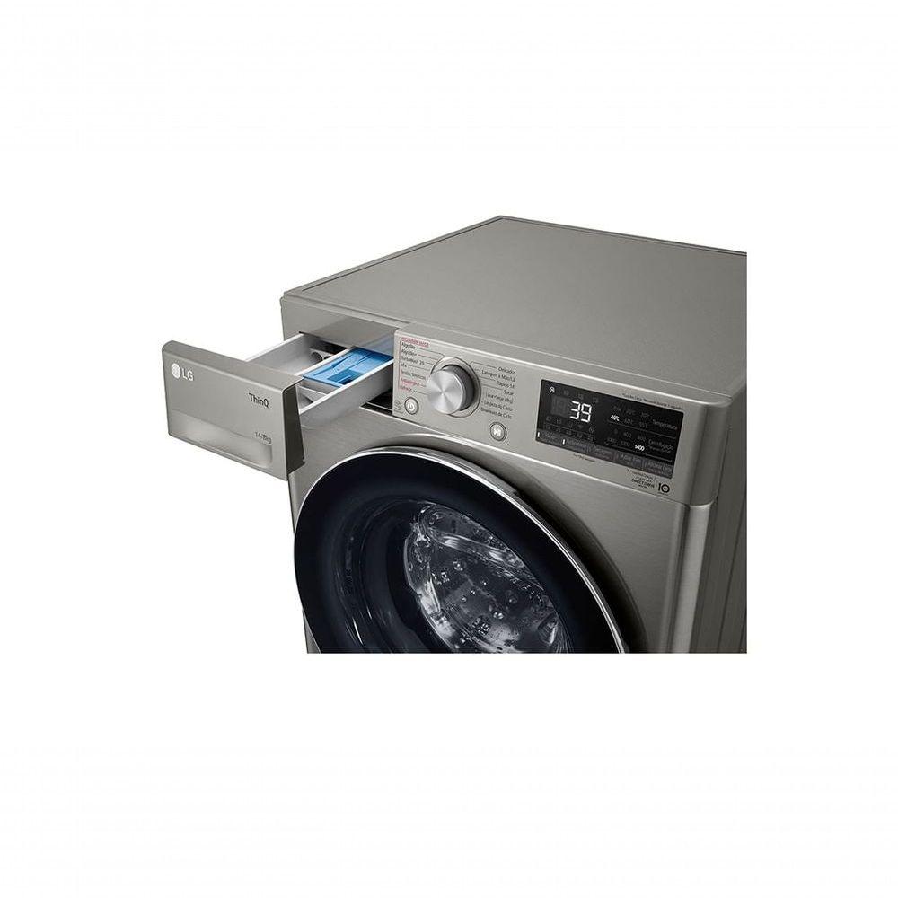 Lava e Seca Smart LG VC2 14kg Inox Look Com Inteligência Artificial AI DD CV9014PC2 110V