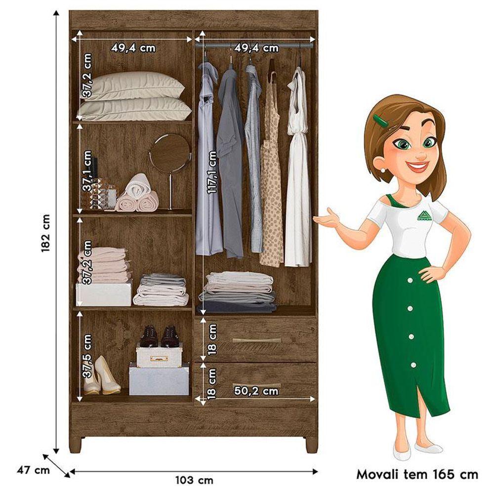 Miniatura Guarda Roupa Solteiro Chile 4 Portas Castanho Wood - Moval