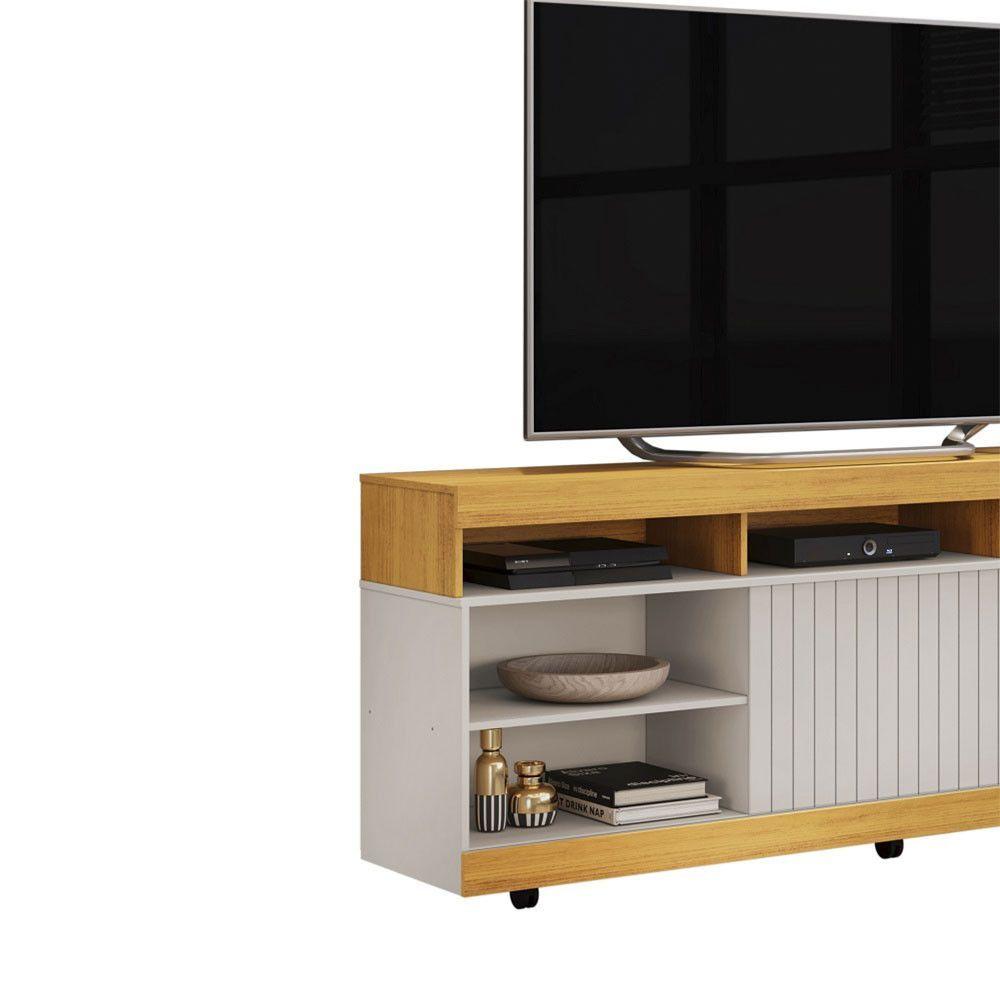 Miniatura Rack Dili Para Tv Até 60 Polegas Com Rodizios Dj Moveis Cedro Bali