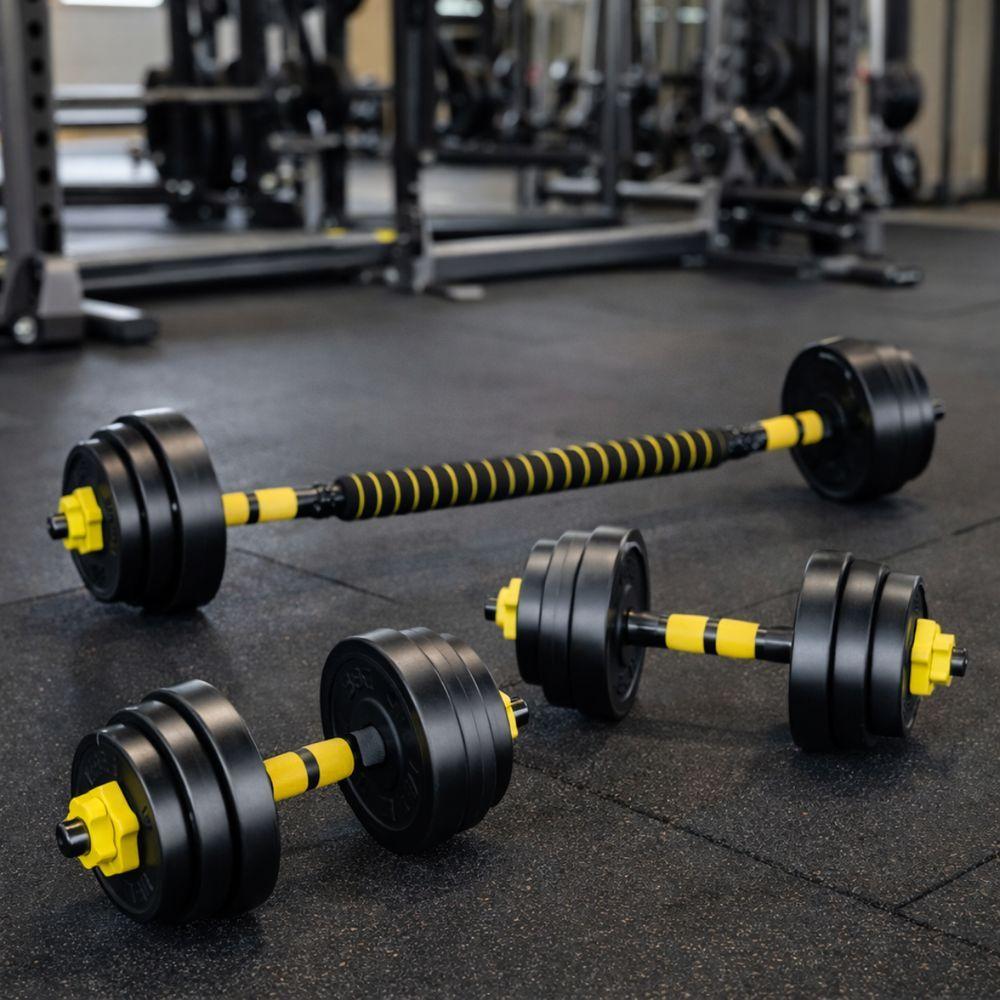 Kit Halteres De Anilhas E Barras Fitness 20kg