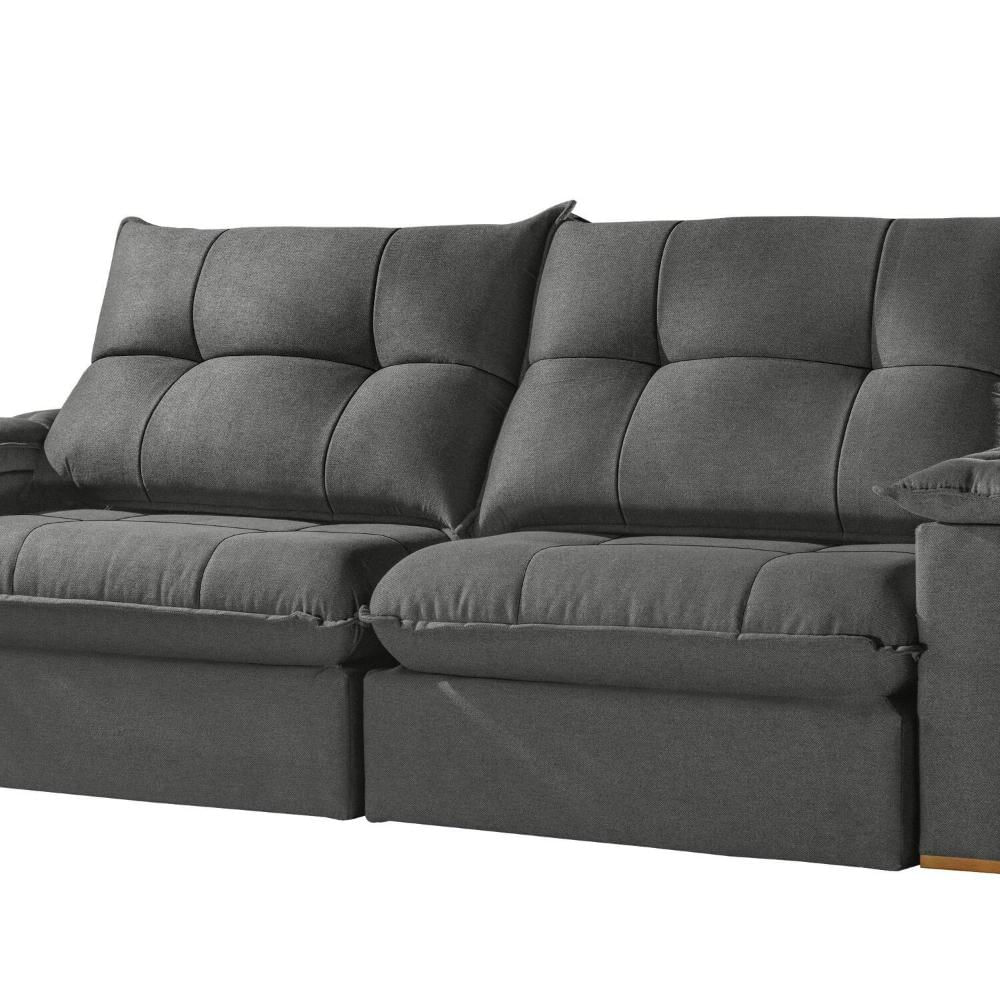 Miniatura Sofá Retrátil e Reclinável, com Molas Ensacadas, Espuma D28 2,0cm (l) Cinza