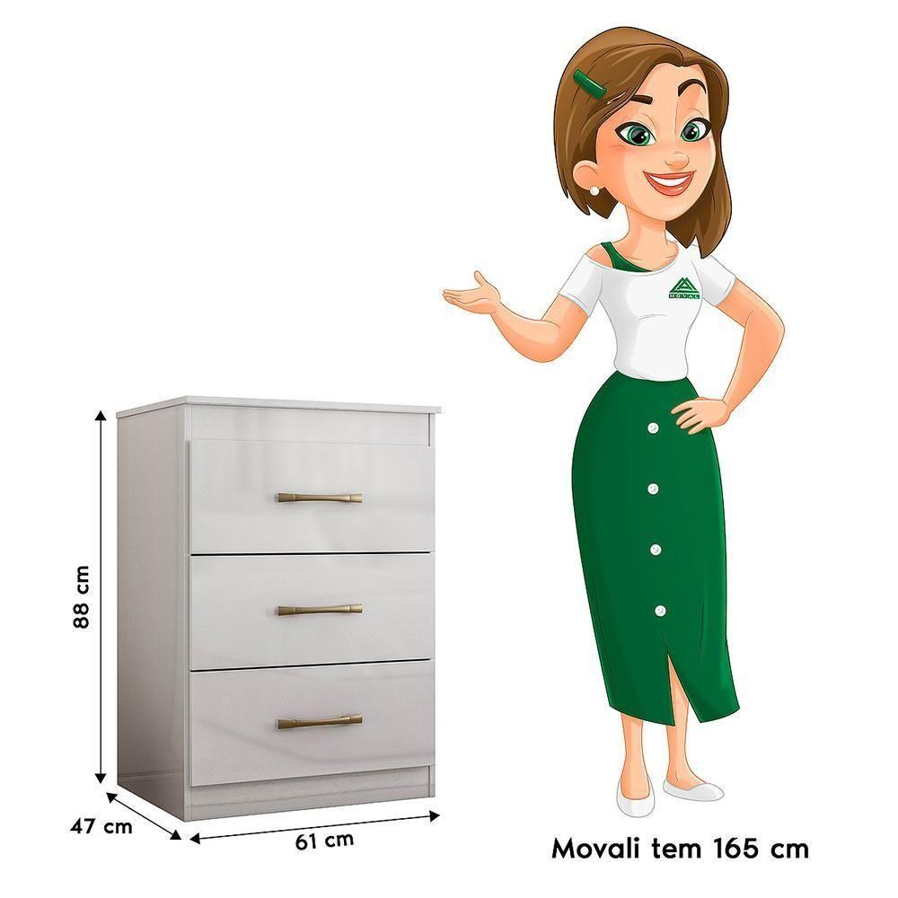 Miniatura Cômoda Vitória 3 Gavetas Branco - Moval Branco