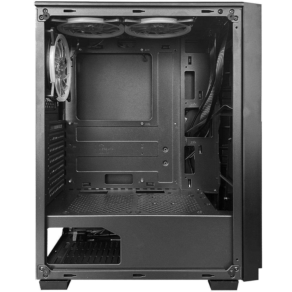 Miniatura Gabinete Gamer Brx Black Neon, Atx, Lateral Em Vidro