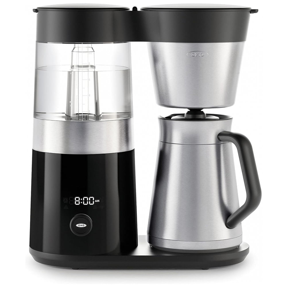 Miniatura Cafeteira Elétrica 12 Xícaras com Jarra em Aço Inoxidável e Solução de Descalcificação, 110V, OXO, Preta