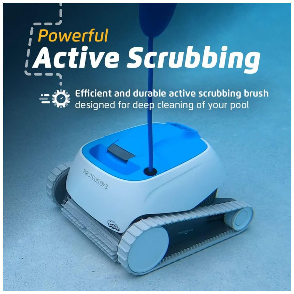 Miniatura Robô Limpador de Piscina com Escalada em Parede e Escova de Lavagem Potente, Dolphin Proteus DX3, Branco