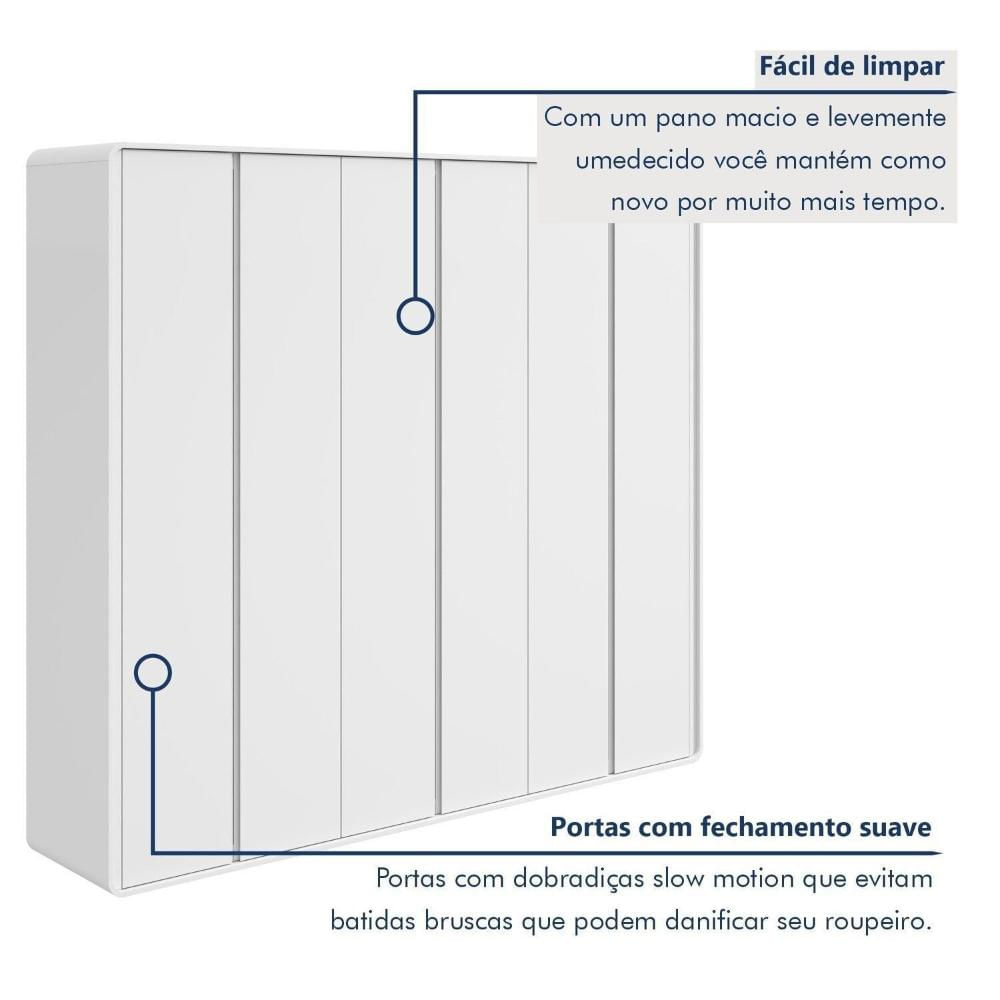Guarda-roupa Casal 6 Portas 100% Mdf Loop Branco