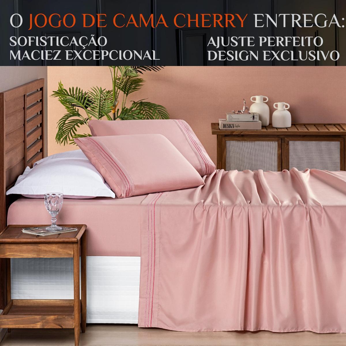 Miniatura Cama Posta Solteiro Cherry Lençol 200 Fios Bordado 3 Pçs