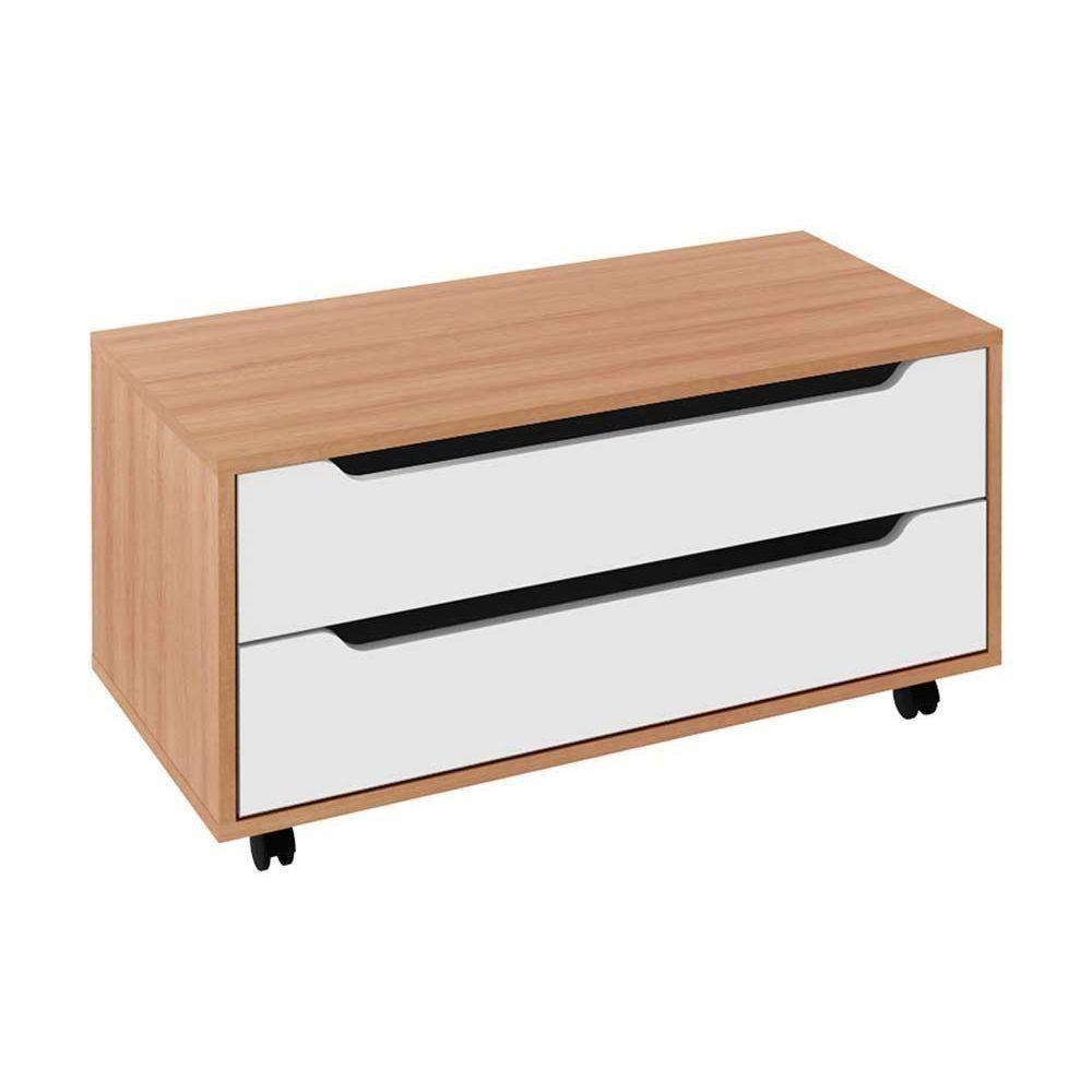 Miniatura Gabinete De Banheiro Com Rodizio Bn3643 Sem Cuba 2 Gavetas 80cm Branco - Tecno Mobili
