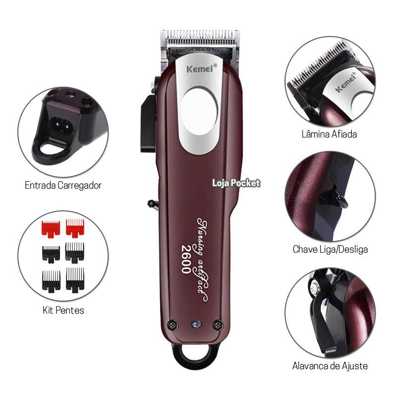 Miniatura Máquina De Cortar Cabelo Profissional Kemei Km-2600 Novidade
