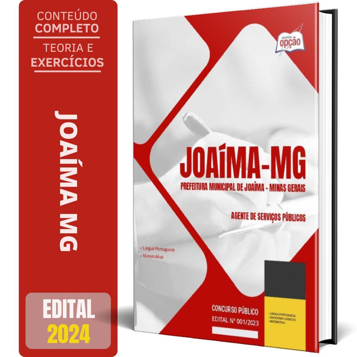 Miniatura Apostila Prefeitura Joaíma Mg 2024 Agente Serviços Públicos