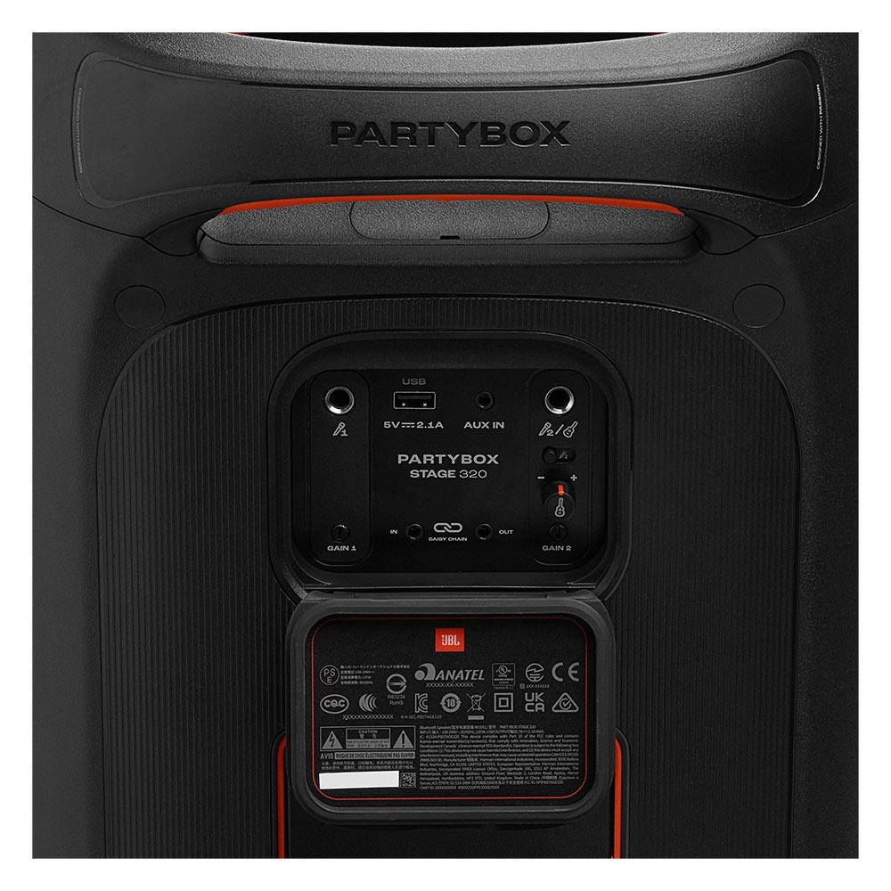 Caixa de Som Bluetooth JBL Party Box Stage 320, IPX4, Show de luzes, Até 18 horas de reprodução, 240W Bivolt
