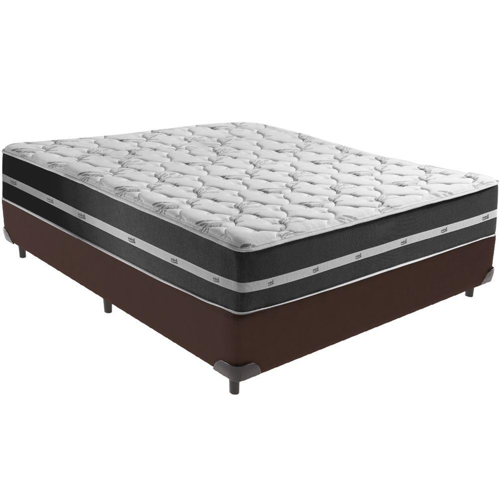 Miniatura Cama Box Marrom E Colchão Classic Preto Molas Ensacadas Casal Anjos