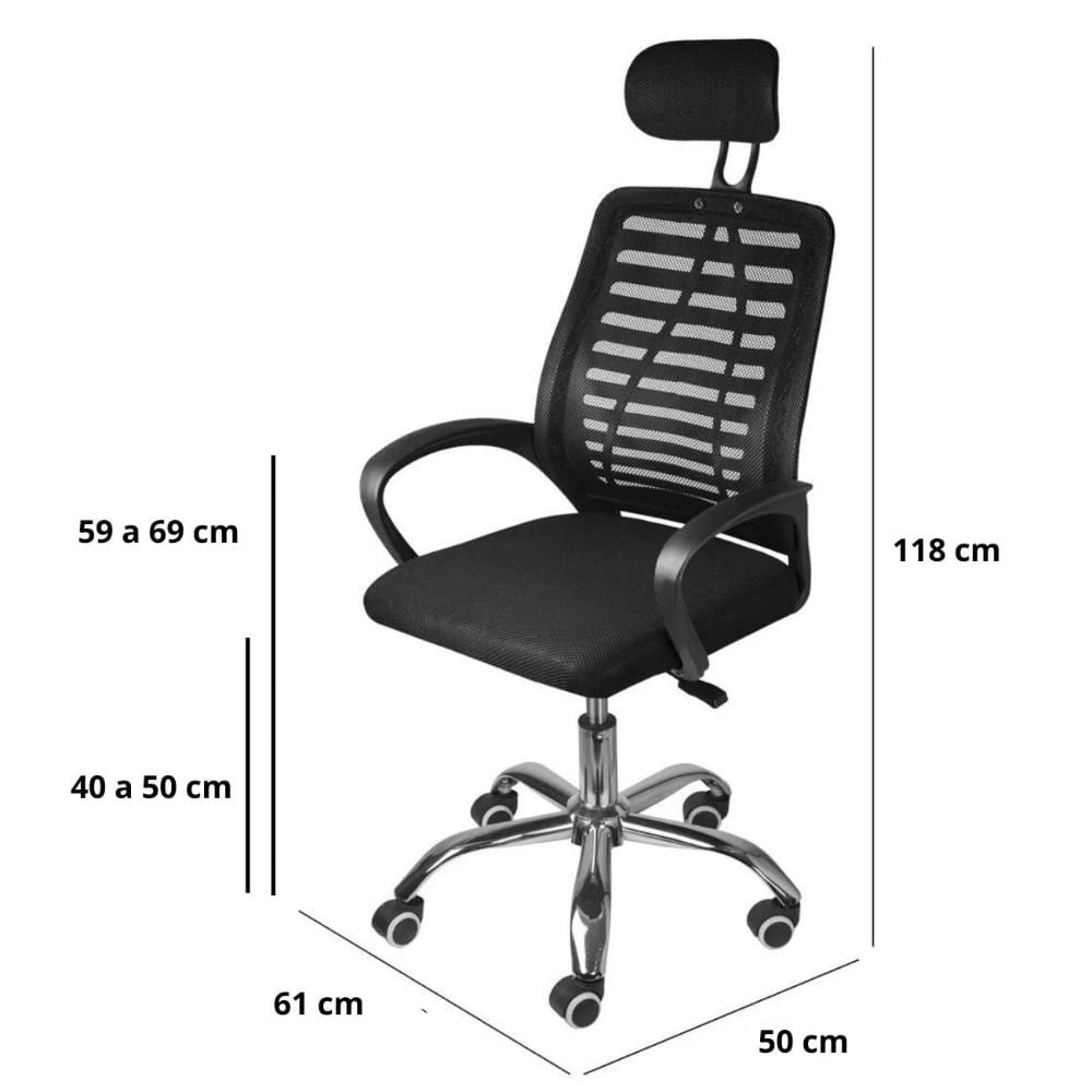 Miniatura Cadeira para Escritório Alta Office Viena 3324 OR Design Preta