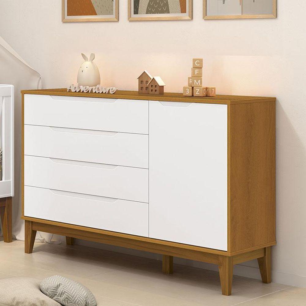 Miniatura Cômoda Com Porta Classic Elfe Branco Acetinado Savana Amadeirado - Reller