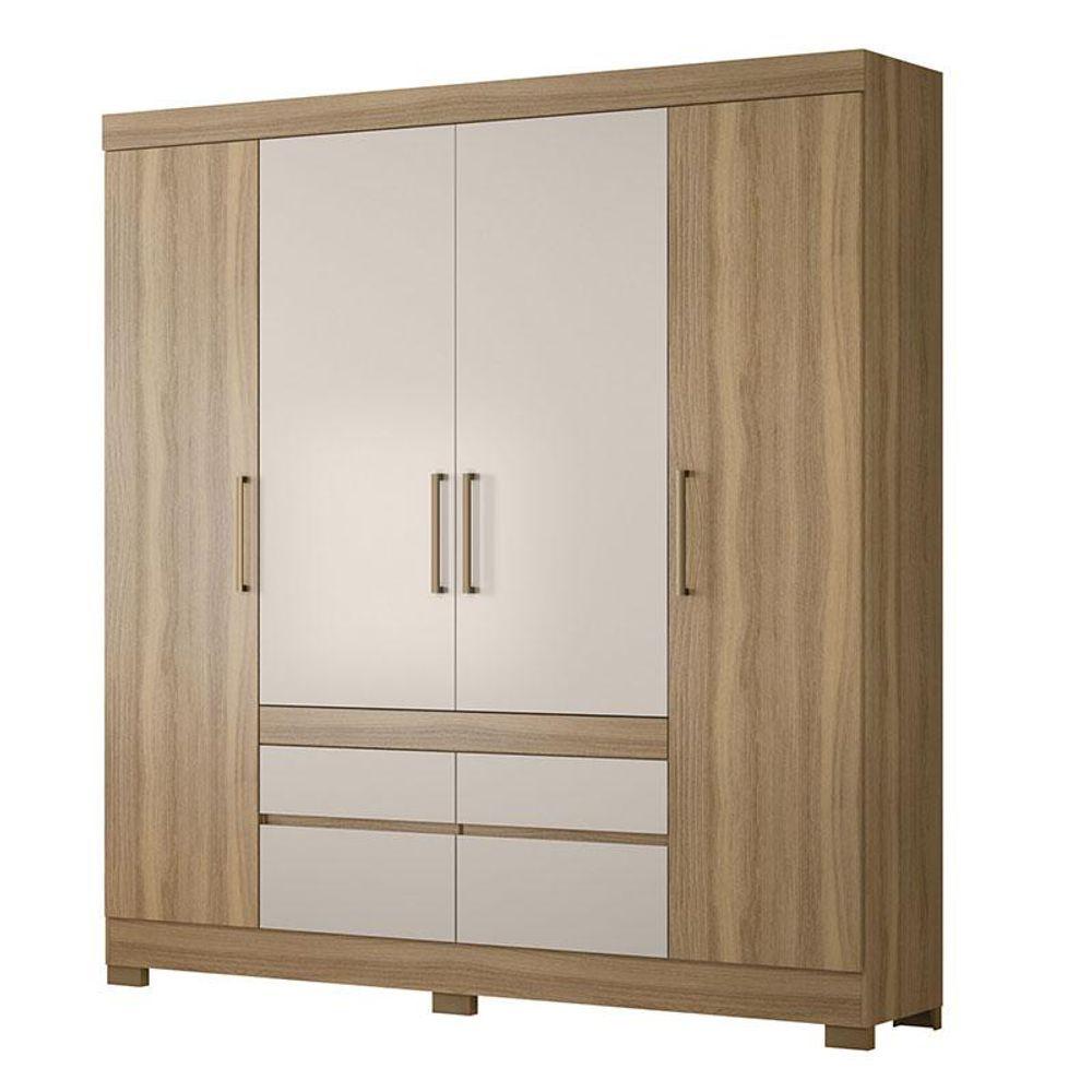 Miniatura Cômoda Montevidéu E Guarda Roupa Casal Bilbao Amêndola Off White - Demóbile