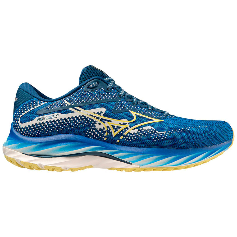 Tênis de Corrida Unissex Mizuno Wave Rider 27 Amsterdam Azul - 34