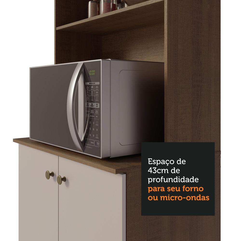 Miniatura Armário de Cozinha Compacta Quiosque 235cm Rustic/Crema Gourmet Madesa 01 Rustic/Crema