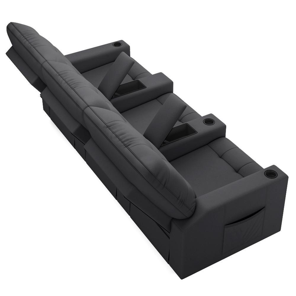 Miniatura Poltrona De Cinema Reclinável 3 Lugares Baú Usb Mallie Fh9 Veludo Cinza - Mpozenato