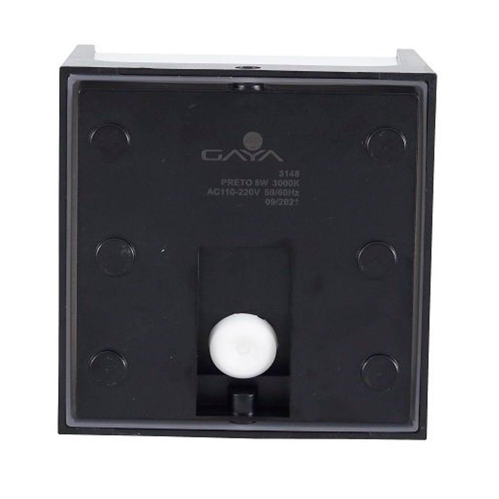 Miniatura Arandela Led 8w Hansa 3000k Preta Ip65 Bivolt Gaya