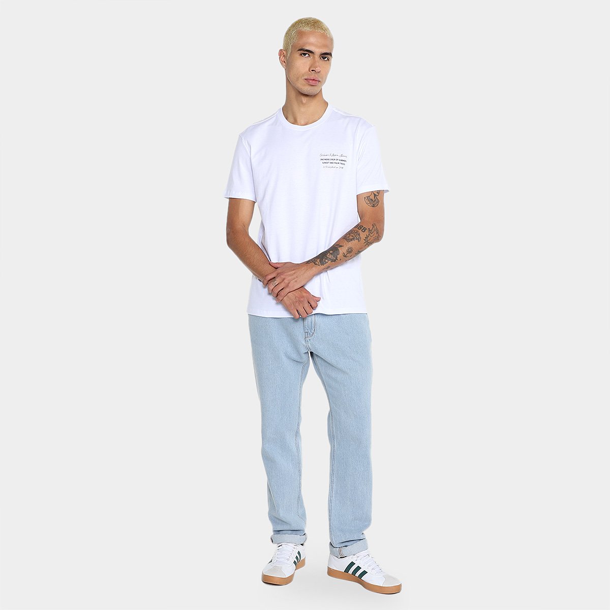 Miniatura Camiseta Calvin Klein Sunset Palm Tree Masculina Branco - G