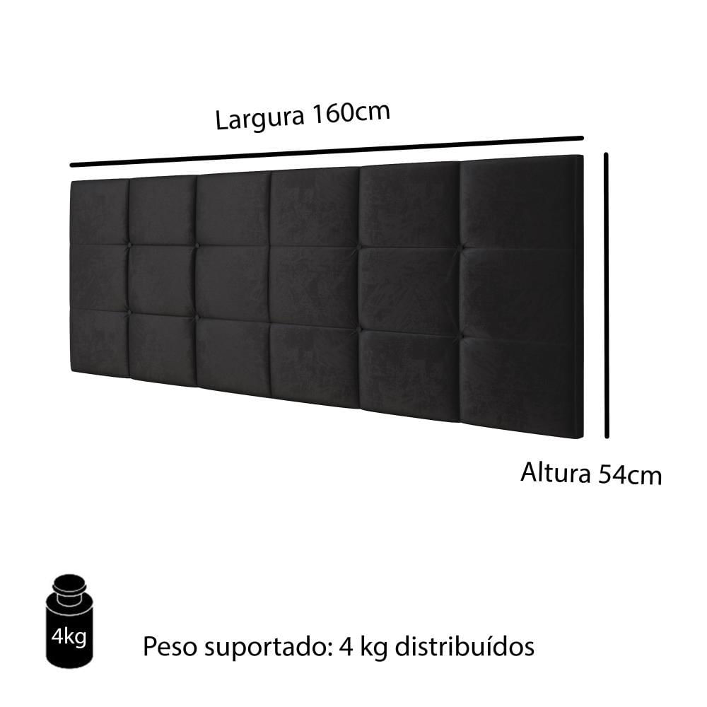 Miniatura Cabeceira Cama Box Casal Queen 1,60 Suspensa Bia Suede - Preto - Lojas RPM
