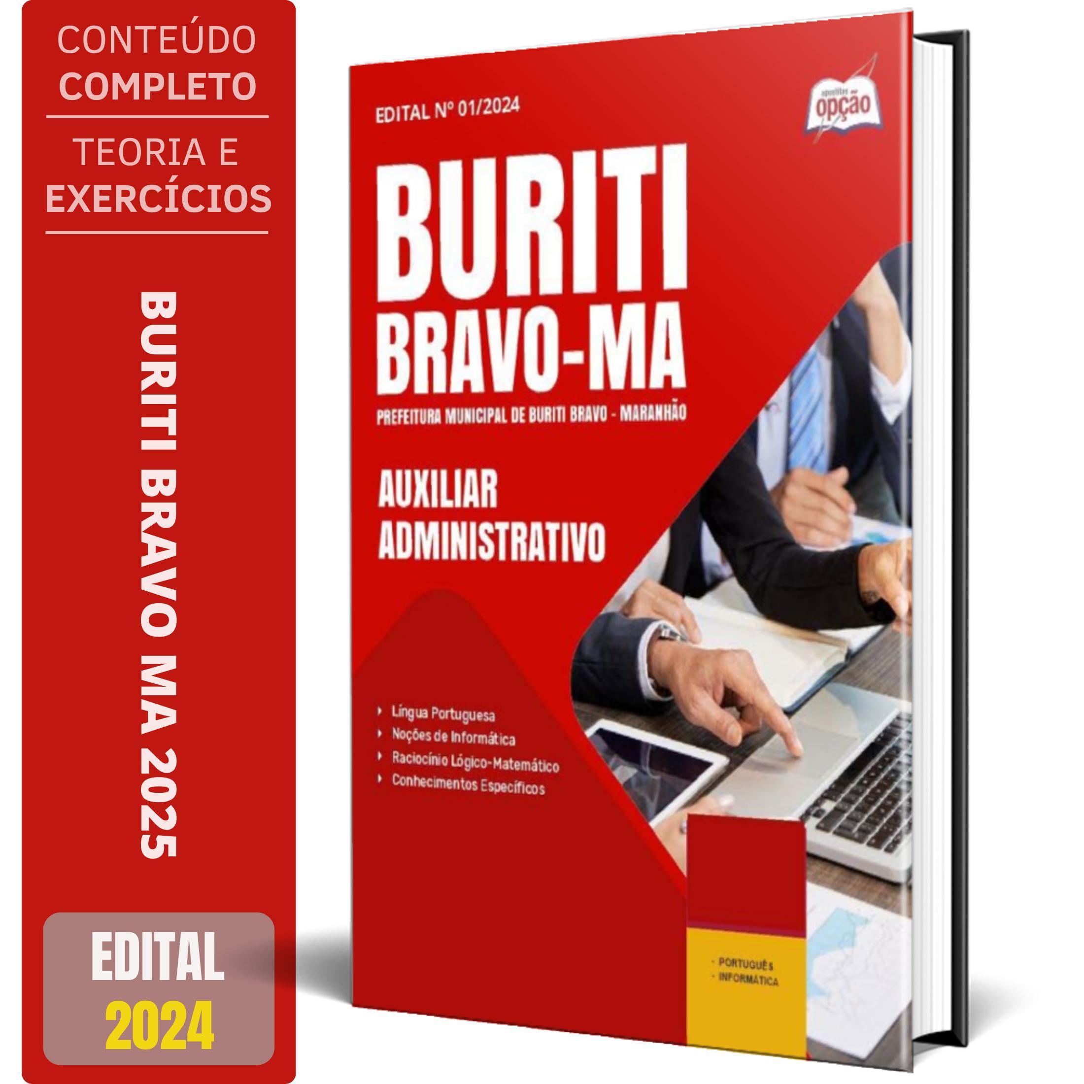 Miniatura Apostila Prefeitura Buriti Bravo Ma 2024 Auxiliar