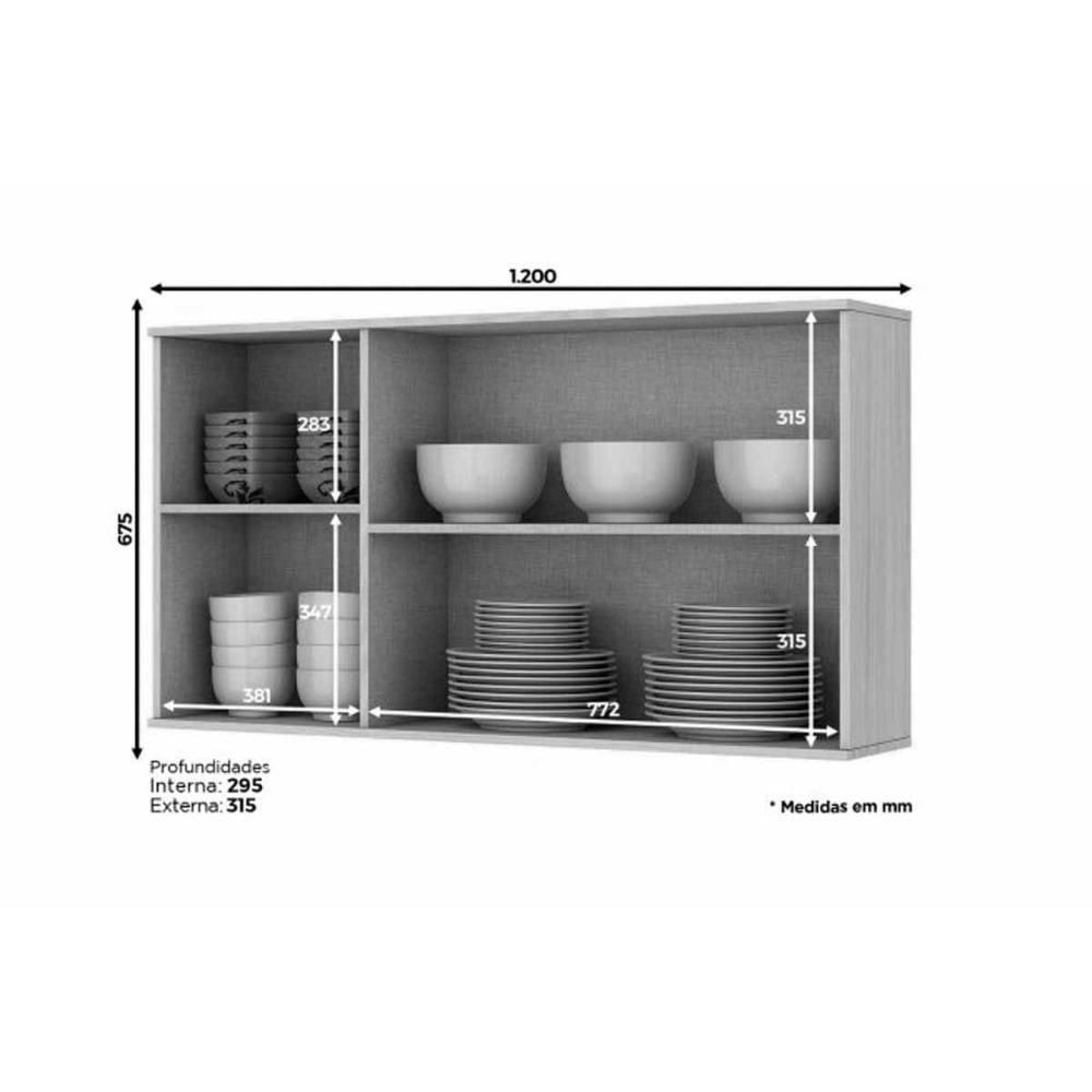 Miniatura Armário Aéreo P/ Cozinha Connect C/ 3 Portas 120cm Duna/cristal - Henn