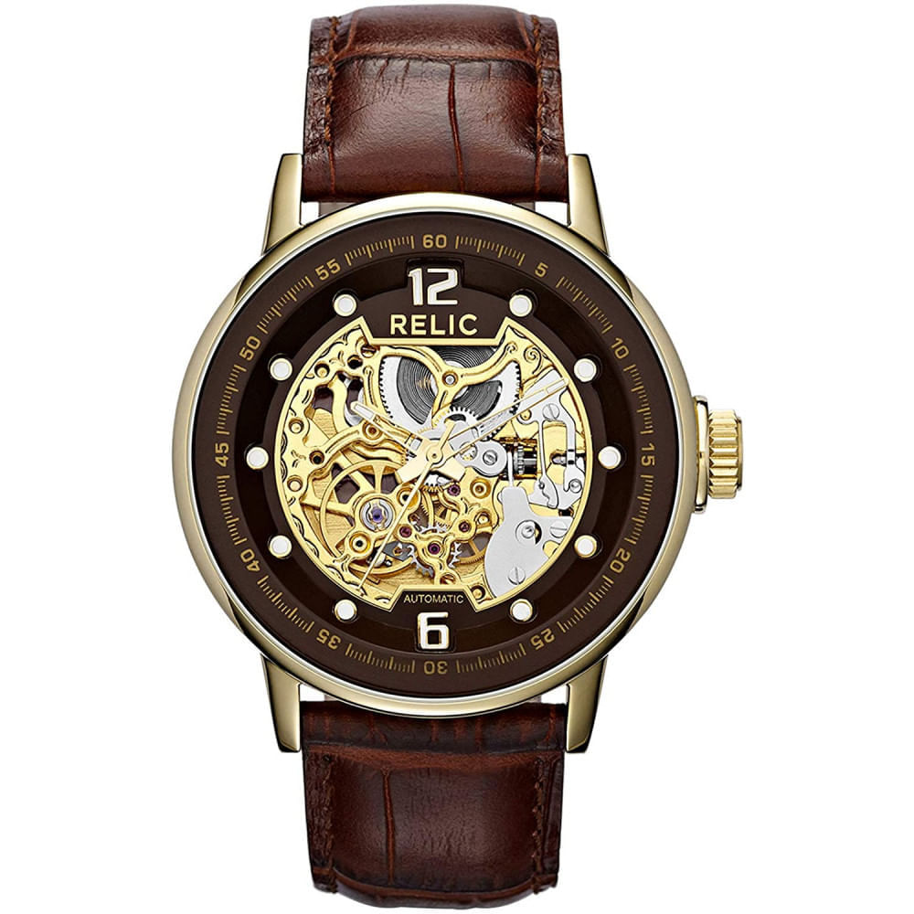 Miniatura Relic by Fossil Relógio Masculino Original Automático e Aço In oxidável Marrom