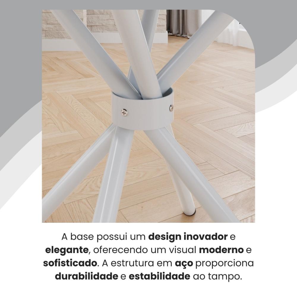 Conjunto Sala de Jantar Mesa Quadrada 70x70cm Tampo Ardósia Indiana 4 Cadeiras Rio C. Marrom / Branco