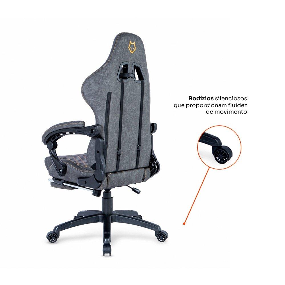 Miniatura Cadeira Gamer Husky Tempest 700, Até 145kg, Almofadas, Reclinável 150º, PU, Descanso para Pés, Cinza - HCG700CZ