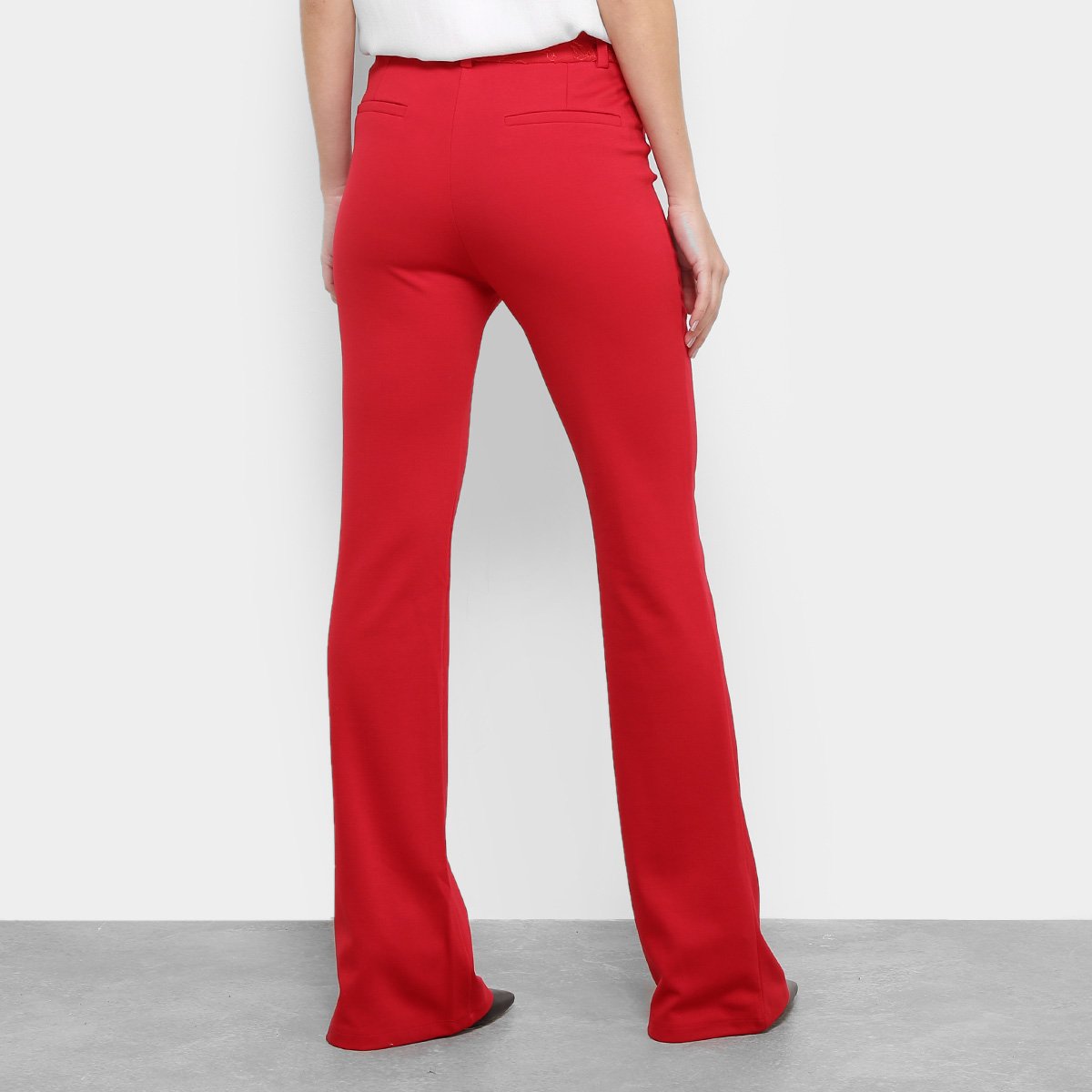 Miniatura Calça Carmim Chloe Flare Cintura Alta Feminina Vermelho - EP