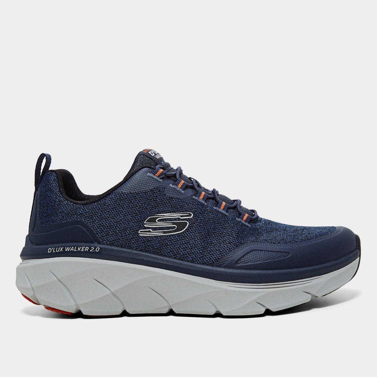 Miniatura Tênis Skechers D'Lux Walker 2.0 S Masculino Azul+Laranja - 39