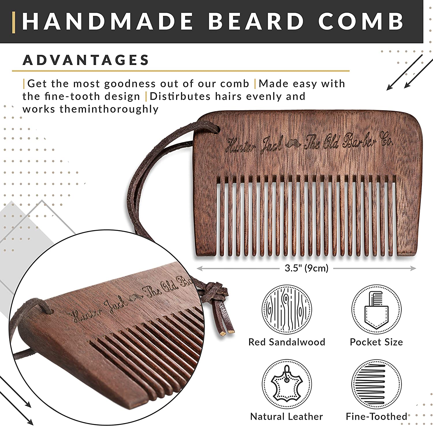 Miniatura HJ Kit para Barba Profissional Portátil com Cera e Pente 3 Itens