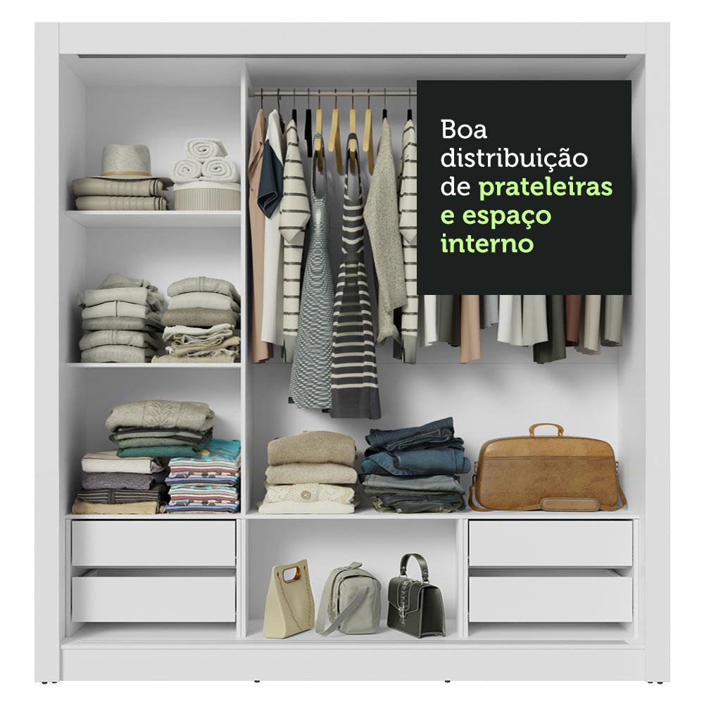 Guarda-Roupa Casal 3 Portas de Correr de Espelho 4 Gavetas Sublime Plus Madesa Branco