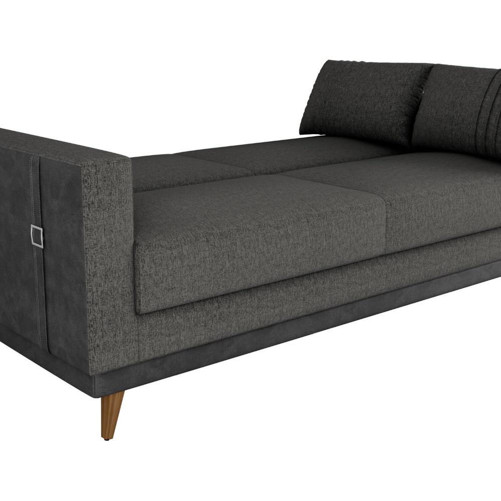 Miniatura Sofá Cama 3 Lugares Esther 203cm X 95cm X 90cm Chumbo/Montana Preto