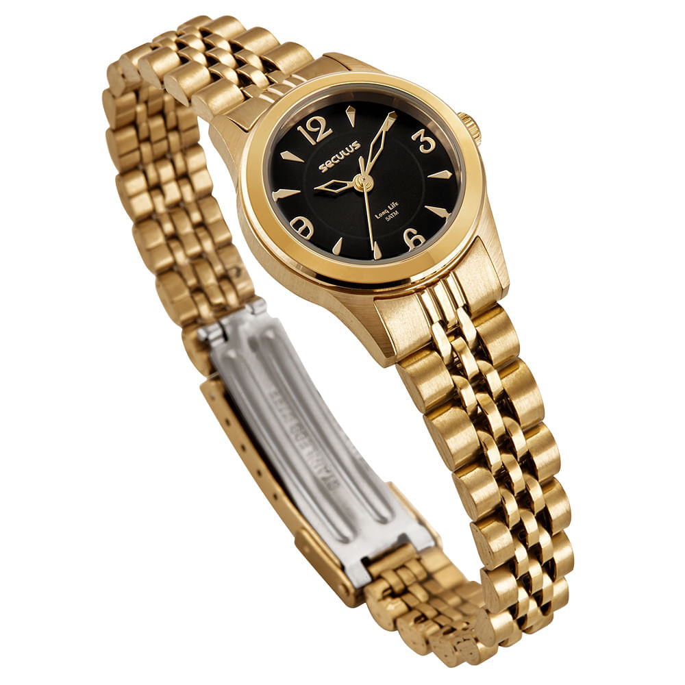 Miniatura Relógio Feminino Aço Dourado